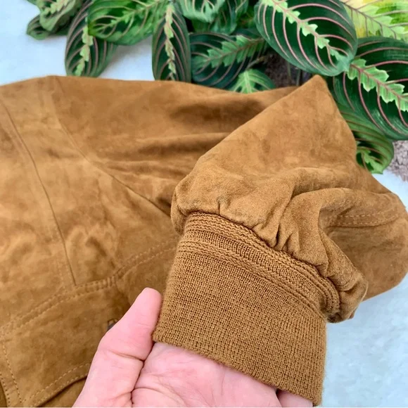 Vintage Vera Pelle Italian Leather Brown Suede Bomber Jacket - Picture 5 of 7